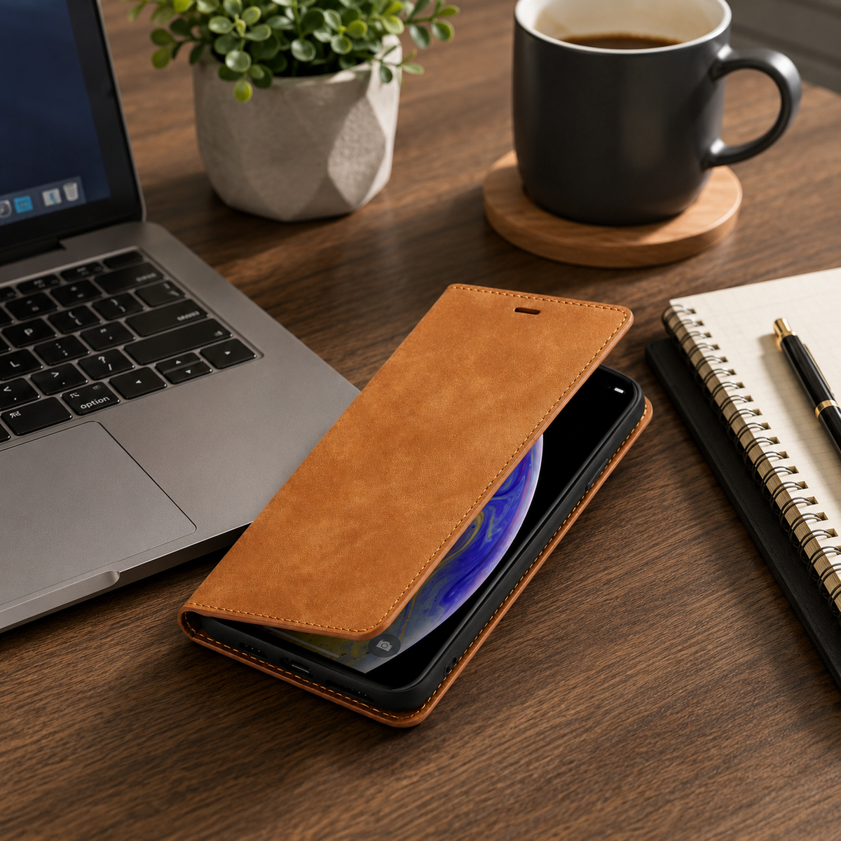 Premium iPhone Case Flip Wallet MagSafe Compatible Leather Card Holder Magnetic Closure Shockproof Protective Cover Camera Lens Protection Stand Function
