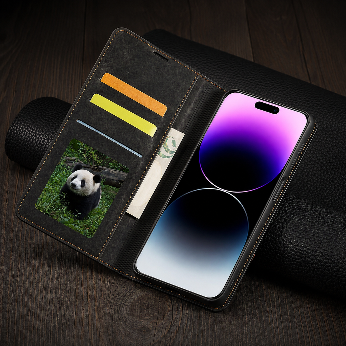 Premium iPhone Case Flip Wallet MagSafe Compatible Leather Card Holder Magnetic Closure Shockproof Protective Cover Camera Lens Protection Stand Function