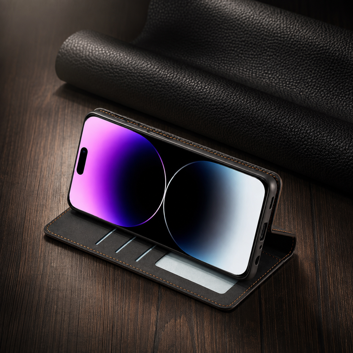 Premium iPhone Case Flip Wallet MagSafe Compatible Leather Card Holder Magnetic Closure Shockproof Protective Cover Camera Lens Protection Stand Function