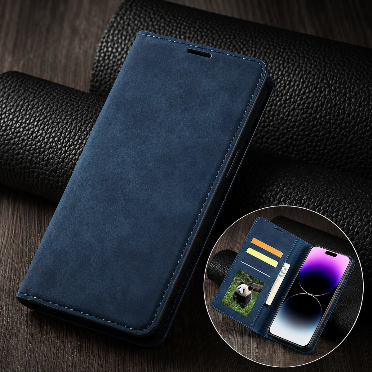 Premium iPhone Case Flip Wallet MagSafe Compatible Leather Card Holder Magnetic Closure Shockproof Protective Cover Camera Lens Protection Stand Function