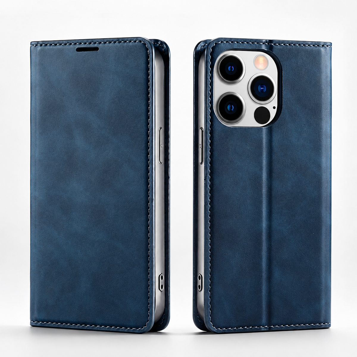 Premium iPhone Case Flip Wallet MagSafe Compatible Leather Card Holder Magnetic Closure Shockproof Protective Cover Camera Lens Protection Stand Function