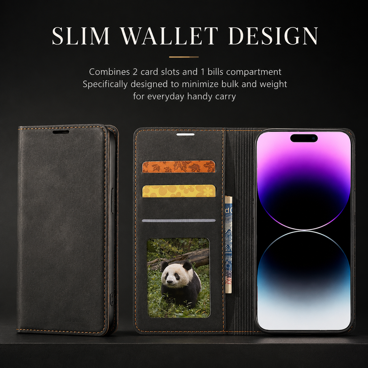 Premium iPhone Case Flip Wallet MagSafe Compatible Leather Card Holder Magnetic Closure Shockproof Protective Cover Camera Lens Protection Stand Function