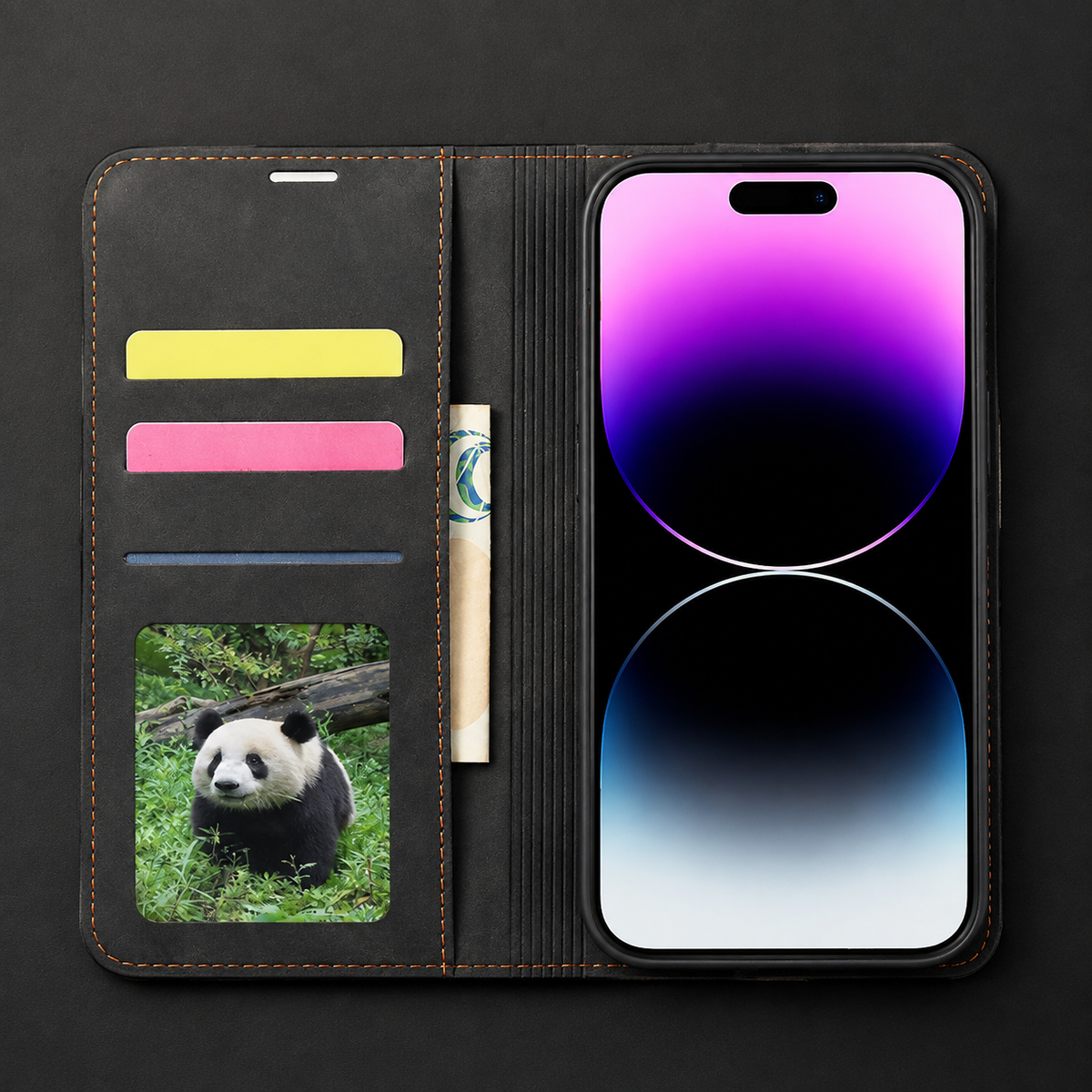 Premium iPhone Case Flip Wallet MagSafe Compatible Leather Card Holder Magnetic Closure Shockproof Protective Cover Camera Lens Protection Stand Function