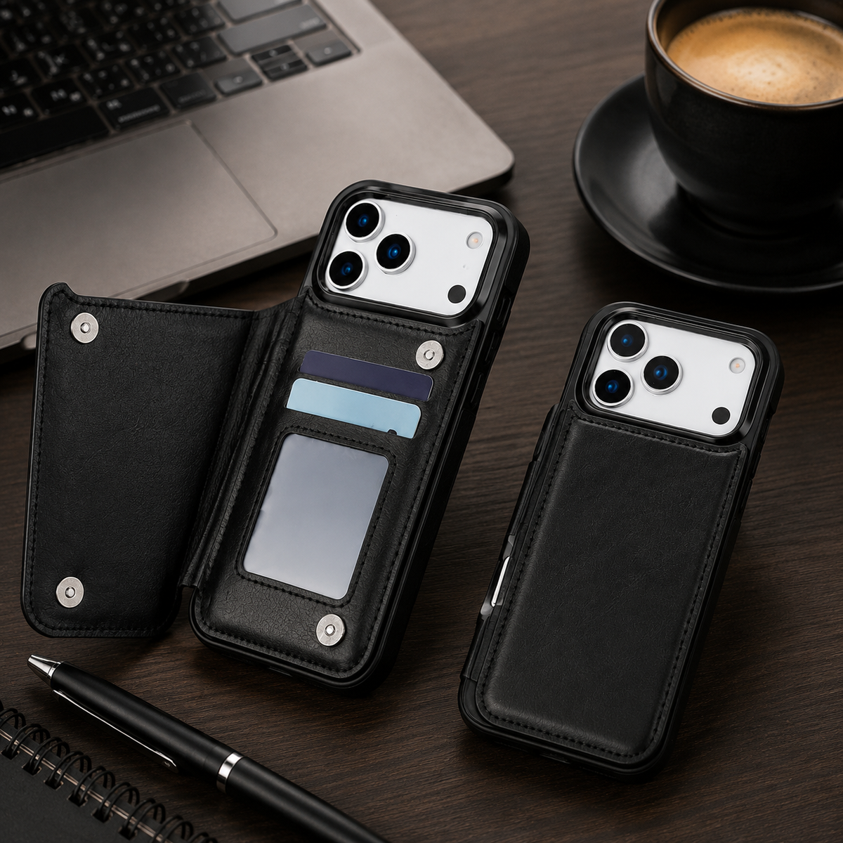 Premium iPhone Case Flip Wallet MagSafe Compatible Leather RFID Blocking Card Holder Magnetic Closure Shockproof Protective Cover Camera Lens Protection Stand Function