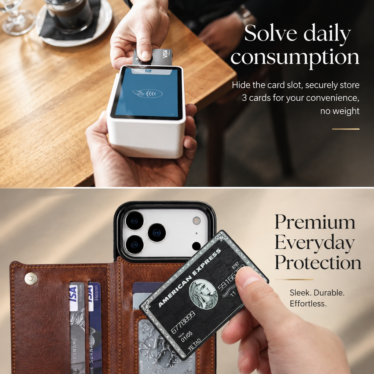 Premium iPhone Case Flip Wallet MagSafe Compatible Leather RFID Blocking Card Holder Magnetic Closure Shockproof Protective Cover Camera Lens Protection Stand Function