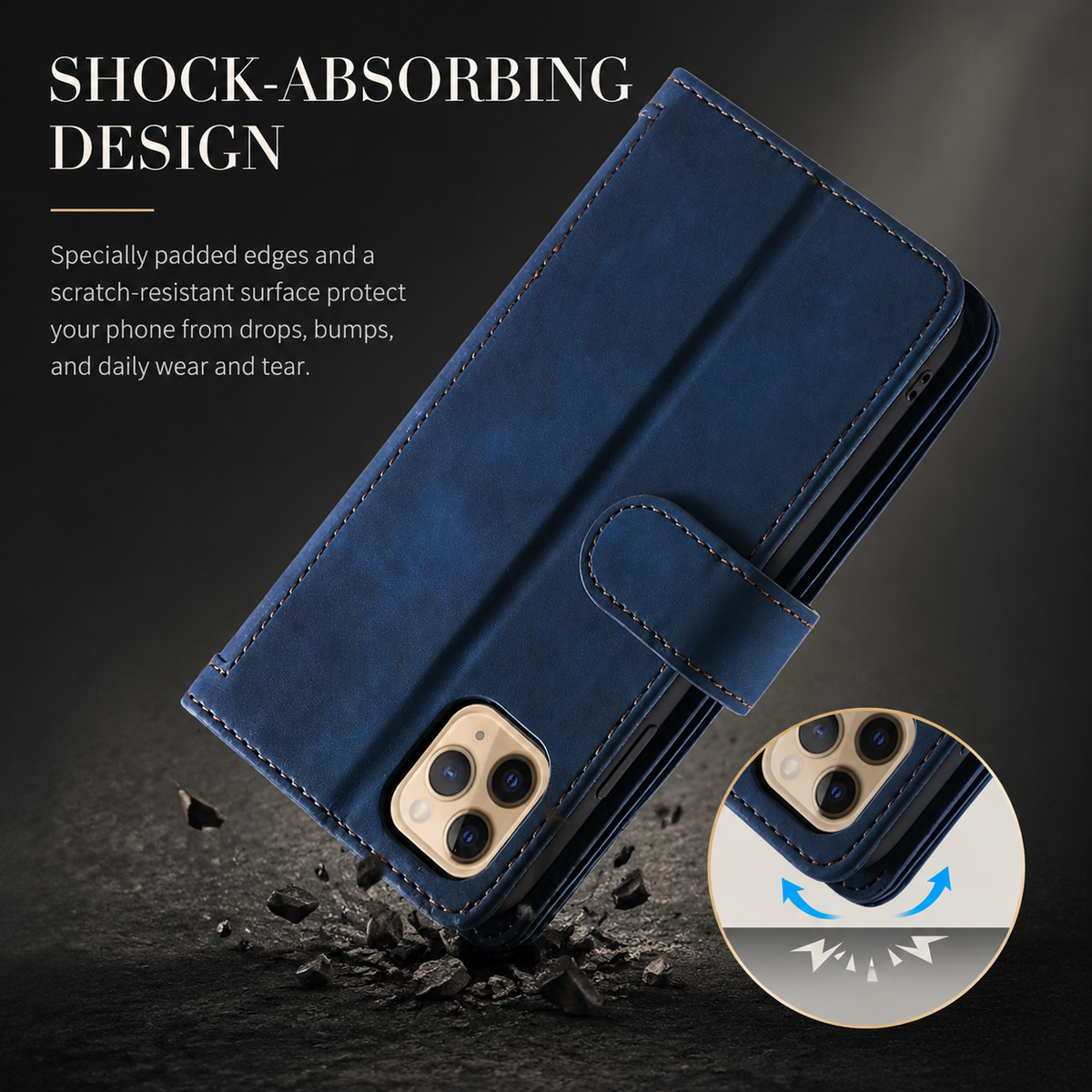Premium iPhone Case Flip Wallet MagSafe Compatible Leather Zipper Card Holder Shockproof Protective Cover Strap Stand Function Camera Lens Protection