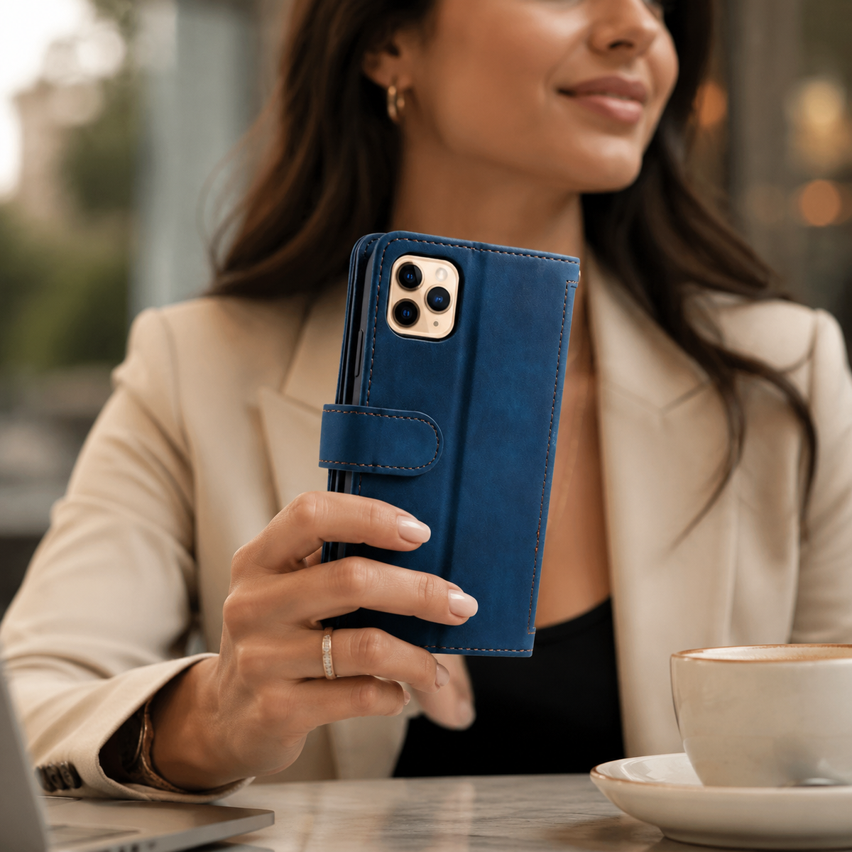 Premium iPhone Case Flip Wallet MagSafe Compatible Leather Zipper Card Holder Shockproof Protective Cover Strap Stand Function Camera Lens Protection