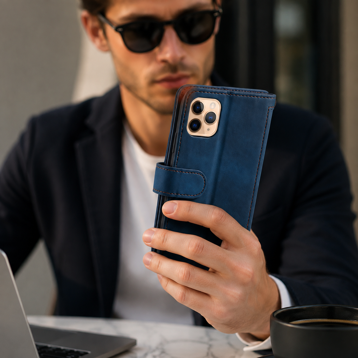 Premium iPhone Case Flip Wallet MagSafe Compatible Leather Zipper Card Holder Shockproof Protective Cover Strap Stand Function Camera Lens Protection