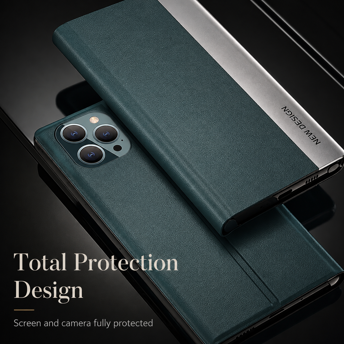 Premium iPhone Case Flip Wallet MagSafe Compatible Magnetic Shockproof Protective Cover Card Holder Stand Function Screen Protection Slim Design