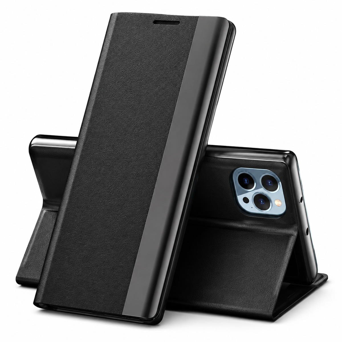 Premium iPhone Case Flip Wallet MagSafe Compatible Magnetic Shockproof Protective Cover Card Holder Stand Function Screen Protection Slim Design