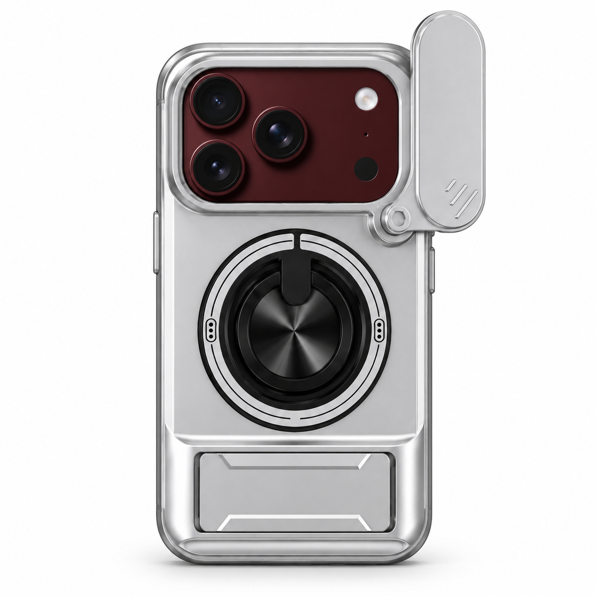 Premium iPhone Case Foldable Armor Slide Camera Lens Protector Magnetic Car Holder Ring Stand Shockproof PC TPU Tough Protective Cover Case Design