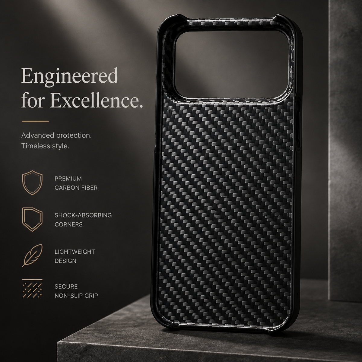 Premium iPhone Case Forged Carbon Fiber Ultra Thin Lightweight Protective Cover Anti Fingerprint Anti Scratch Non Slip Slim Matte Glossy Tough Hard Shell