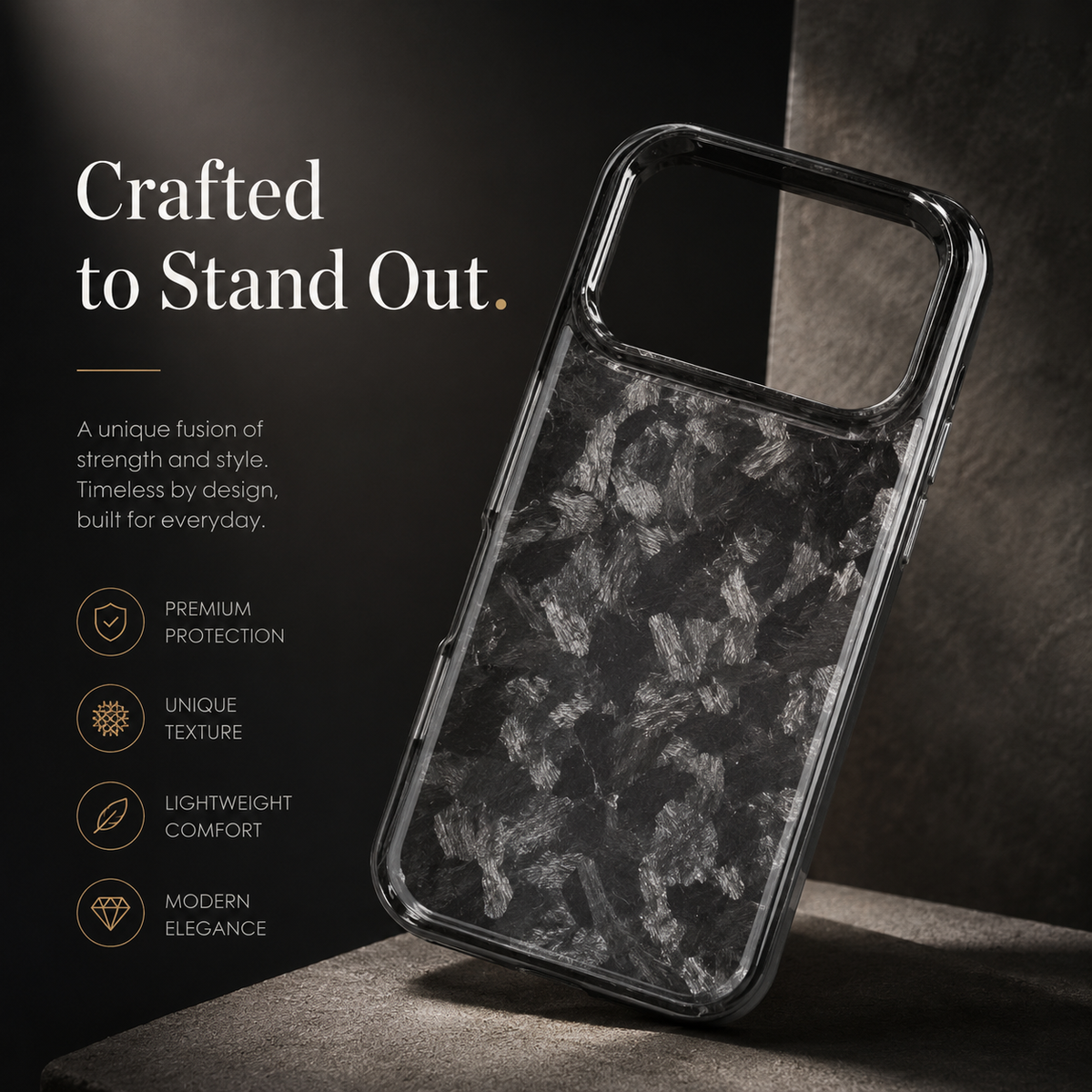 Premium iPhone Case Forged Carbon Fiber Ultra Thin Lightweight Protective Cover Anti Fingerprint Anti Scratch Non Slip Slim Matte Glossy Tough Hard Shell