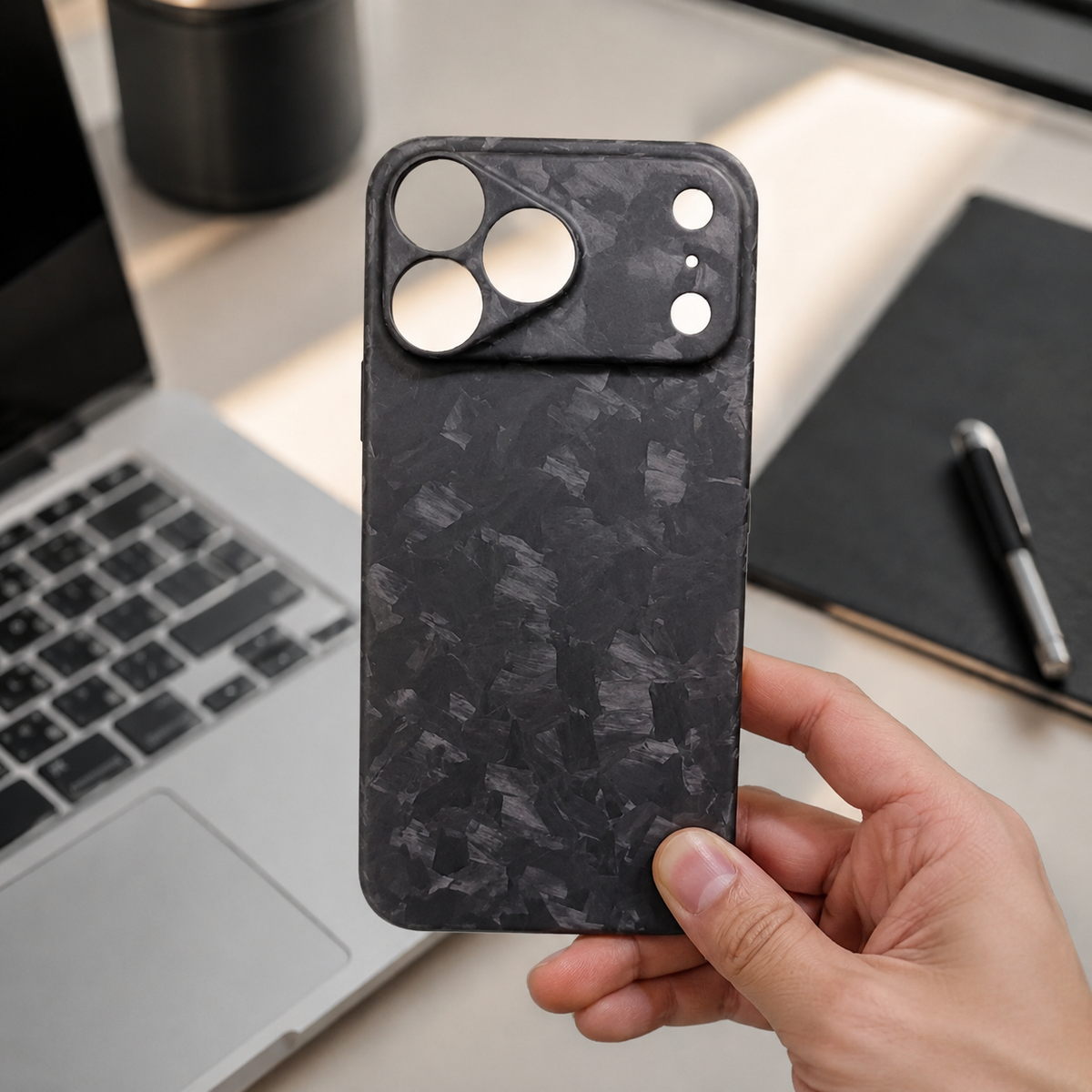 Premium iPhone Case Forged Carbon Fiber Ultra Thin Lightweight Protective Cover Anti Fingerprint Anti Scratch Non Slip Slim Matte Glossy Tough Hard Shell
