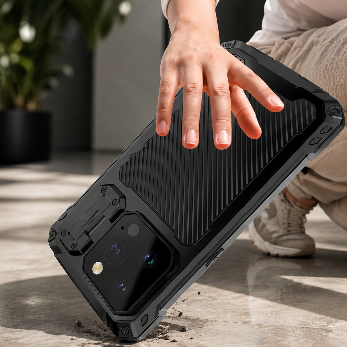Premium iPhone Case Full Body Rugged Shockproof Protective Cover Screen Protector Sliding Camera Guard Kickstand Anti Slip Heavy Duty Reinforced Armor