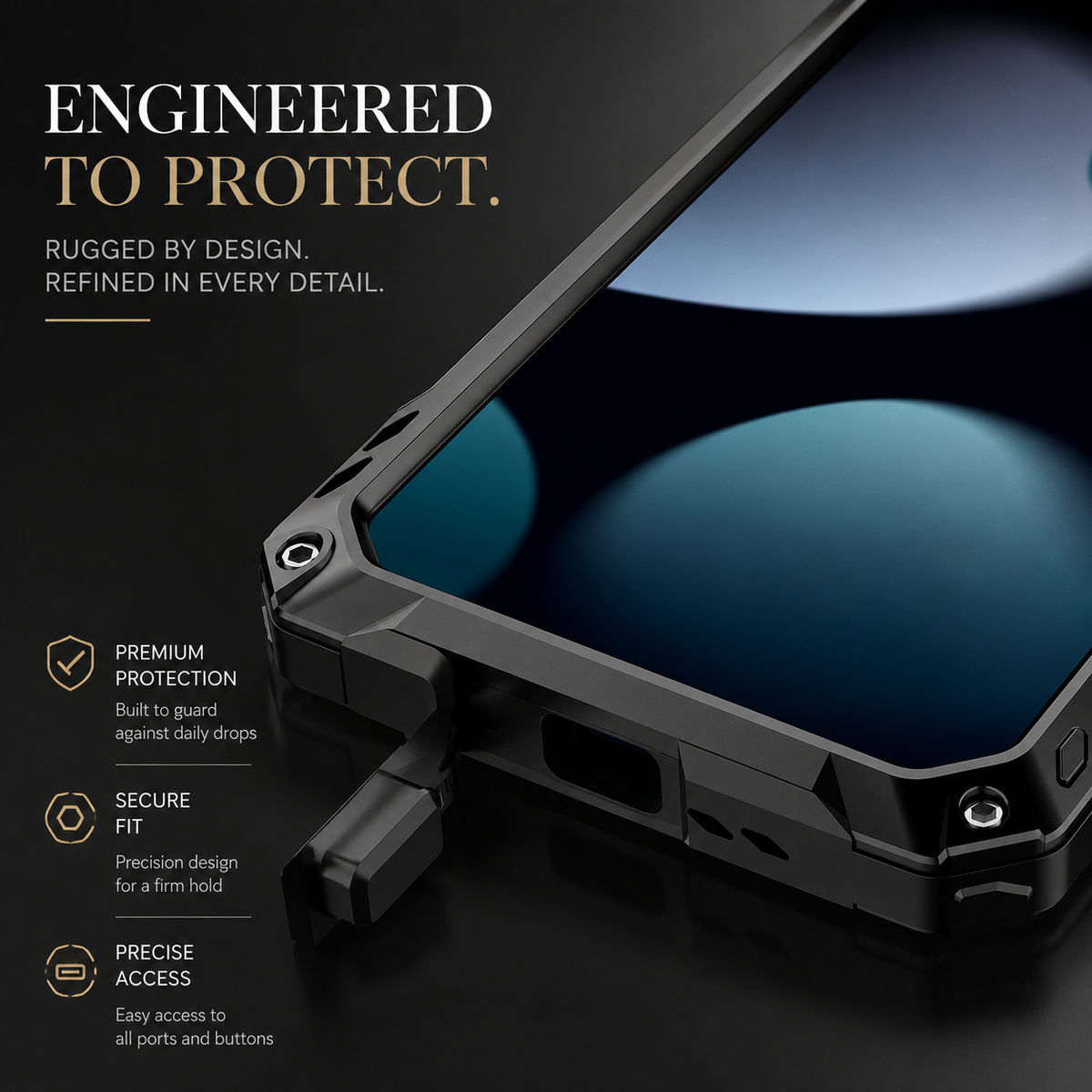 Premium iPhone Case Full Body Rugged Shockproof Protective Cover Screen Protector Sliding Camera Guard Kickstand Anti Slip Heavy Duty Reinforced Armor