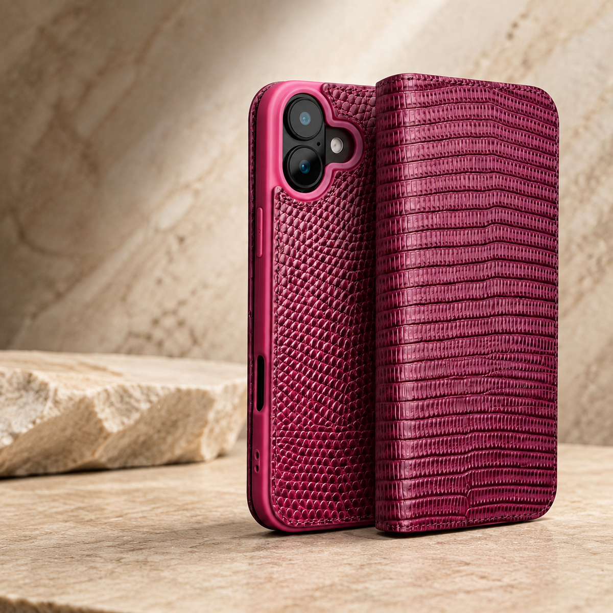 Premium iPhone Case Genuine Cowhide Leather Flip Cover Crocodile Grain Wallet Card Holder Shockproof Full Protection Slim Magnetic Closure Stand Design