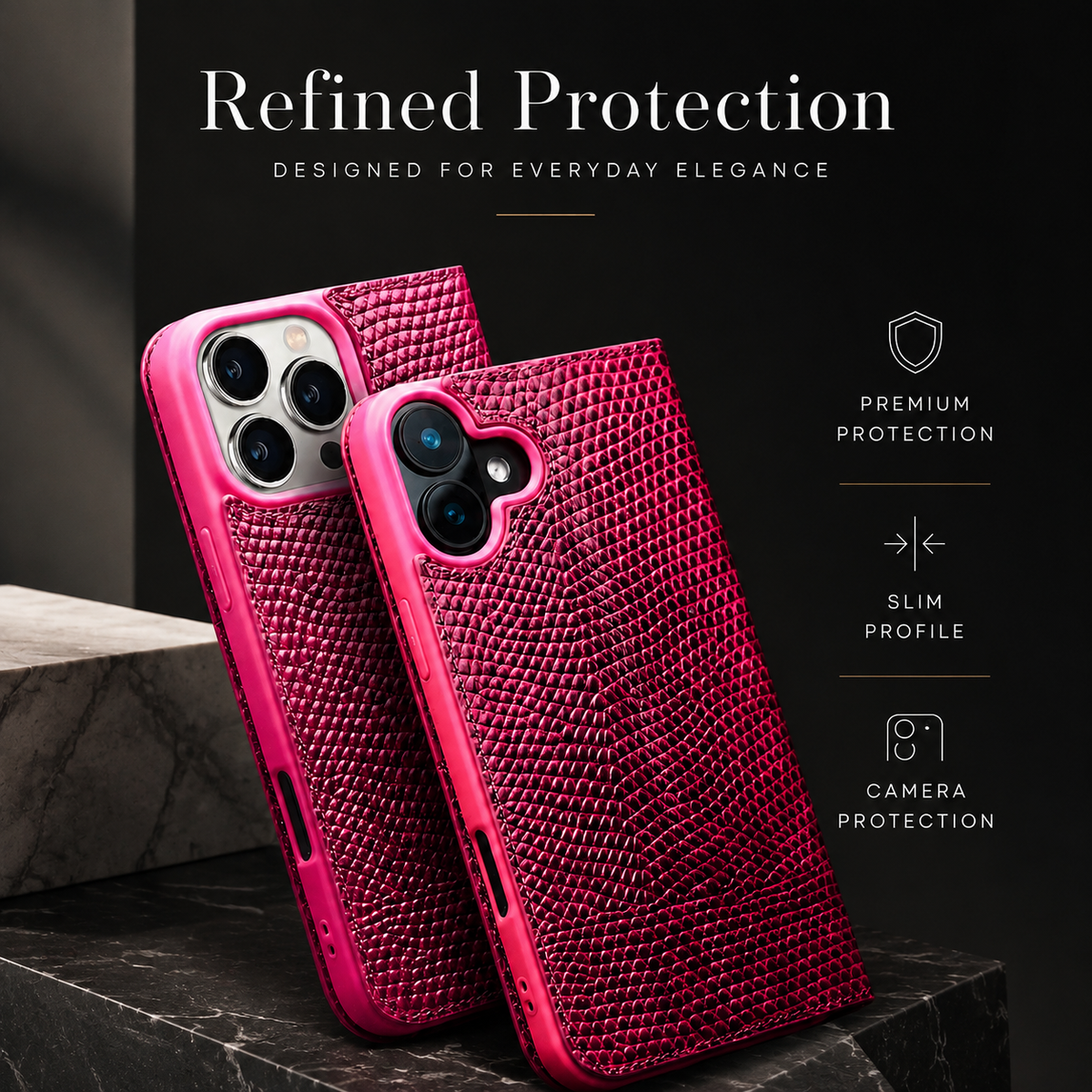 Premium iPhone Case Genuine Cowhide Leather Flip Cover Crocodile Grain Wallet Card Holder Shockproof Full Protection Slim Magnetic Closure Stand Design