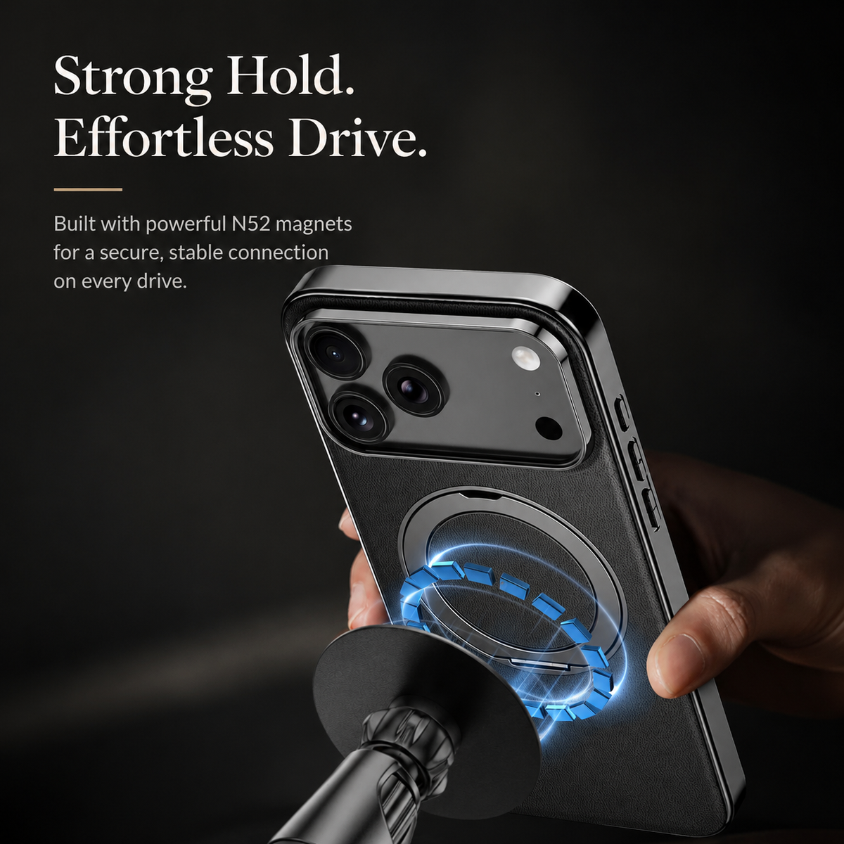 Premium iPhone Case Genuine Cowhide Leather Magnetic Ring Kickstand Shockproof Protective Cover PC TPU Camera Lens Protection 360 Rotating Non Slip Slim