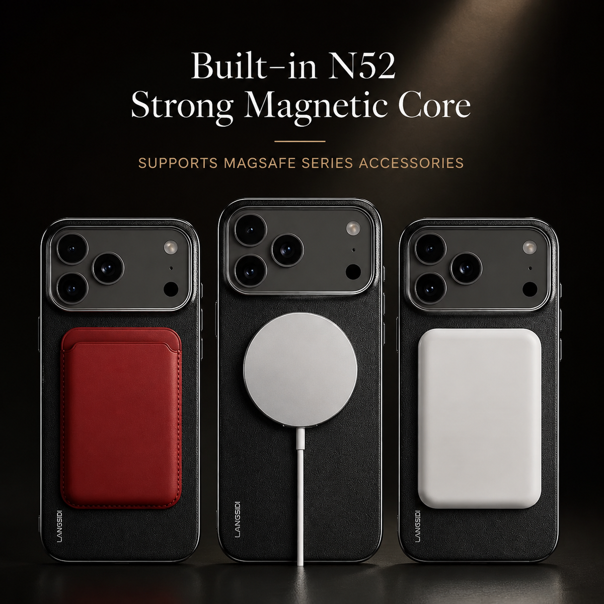 Premium iPhone Case Genuine Cowhide Leather Magnetic Ring Kickstand Shockproof Protective Cover PC TPU Camera Lens Protection 360 Rotating Non Slip Slim