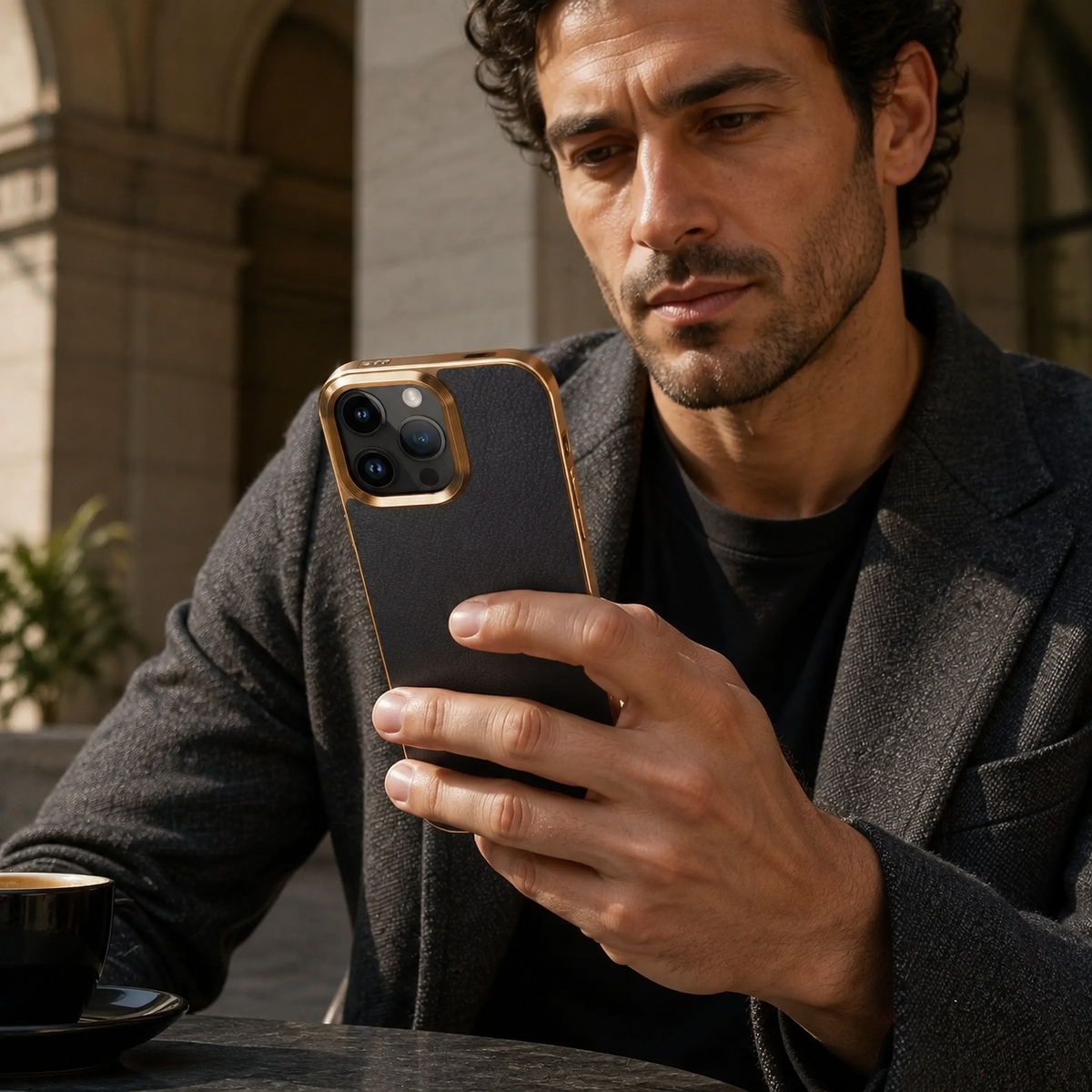 Premium iPhone Case Genuine Cowhide Leather Protective Cover Plated Edge Anti Scratch Non Slip Slim Lightweight Heat Resistant Soft Grip Full Coverage