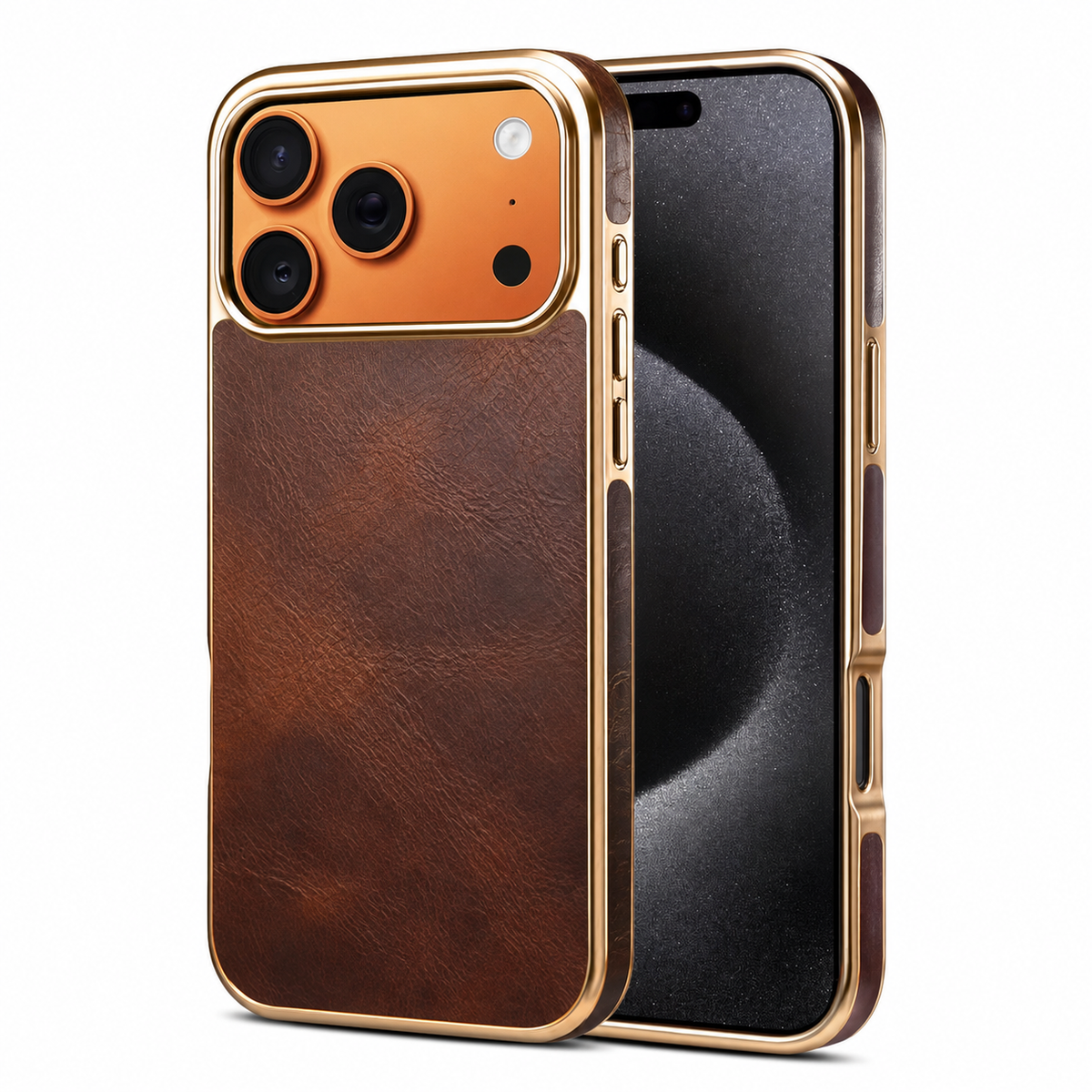 Premium iPhone Case Genuine Cowhide Leather Protective Cover Plated Edge Anti Scratch Non Slip Slim Lightweight Heat Resistant Soft Grip Full Coverage