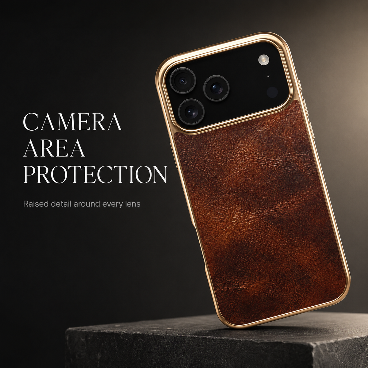 Premium iPhone Case Genuine Cowhide Leather Protective Cover Plated Edge Anti Scratch Non Slip Slim Lightweight Heat Resistant Soft Grip Full Coverage