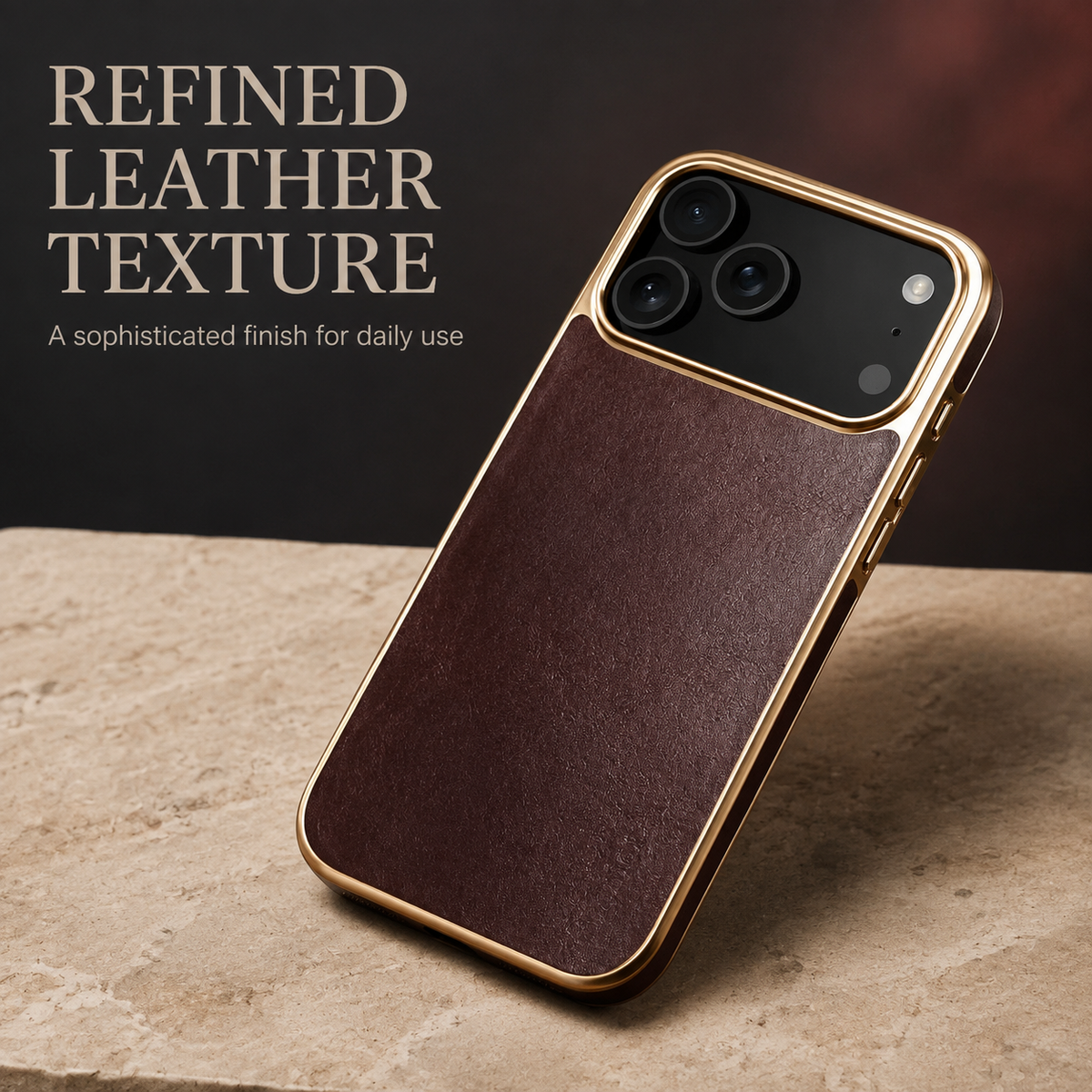 Premium iPhone Case Genuine Cowhide Leather Protective Cover Plated Edge Anti Scratch Non Slip Slim Lightweight Heat Resistant Soft Grip Full Coverage