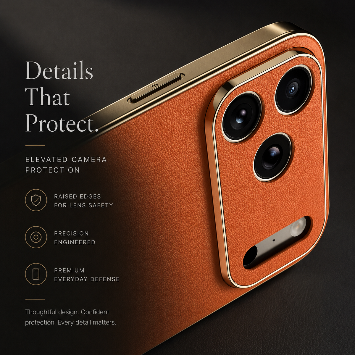 Premium iPhone Case Genuine Cowhide Leather Protective Cover Shockproof Frame Full Camera Lens Protection Anti Slip Matte Finish Slim Design