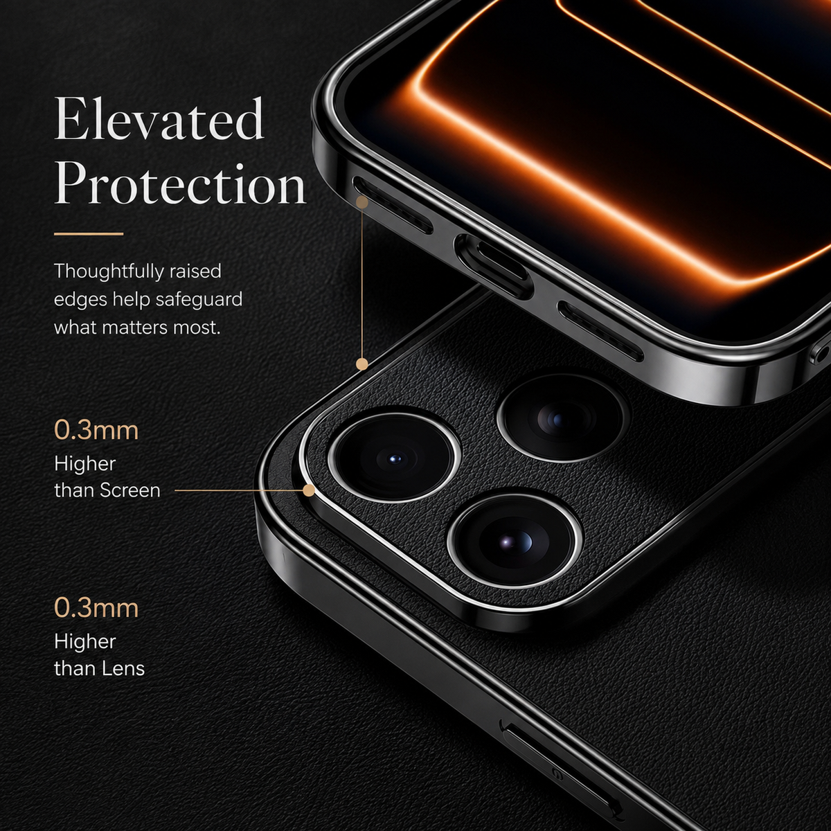 Premium iPhone Case Genuine Cowhide Leather Protective Cover Shockproof Frame Full Camera Lens Protection Anti Slip Matte Finish Slim Design