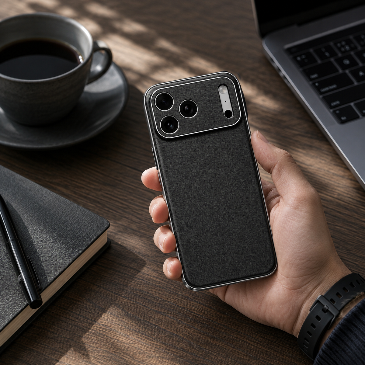 Premium iPhone Case Genuine Cowhide Leather Protective Cover Shockproof Frame Full Camera Lens Protection Anti Slip Matte Finish Slim Design