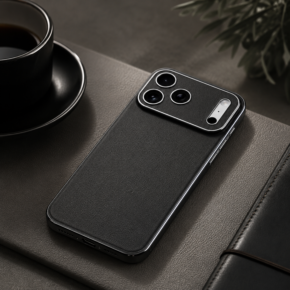 Premium iPhone Case Genuine Cowhide Leather Protective Cover Shockproof Frame Full Camera Lens Protection Anti Slip Matte Finish Slim Design