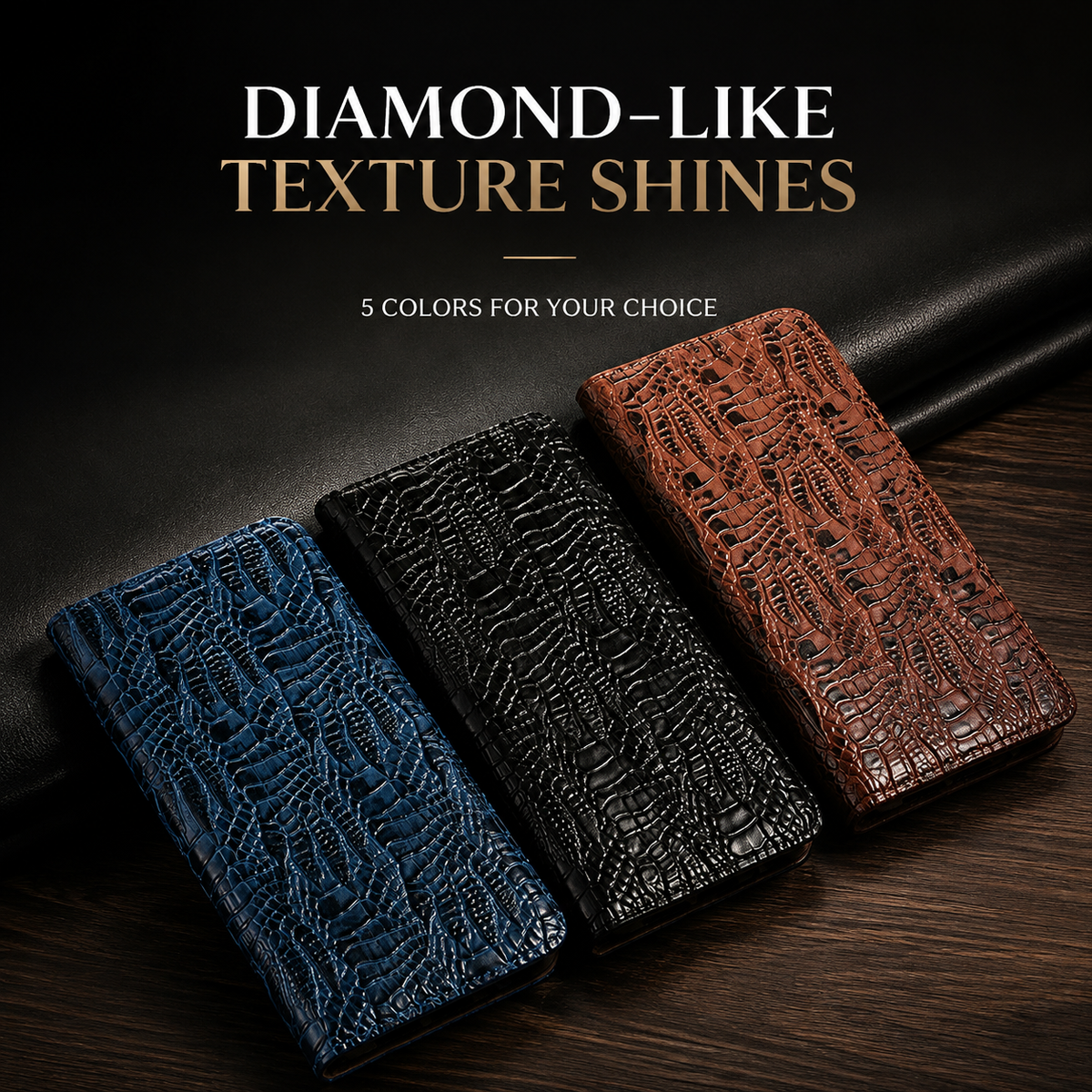Premium iPhone Case Genuine Leather Flip Cover Crocodile Texture Wallet Card Holder Full Protection Anti Slip Shockproof Protective Case Secure Grip