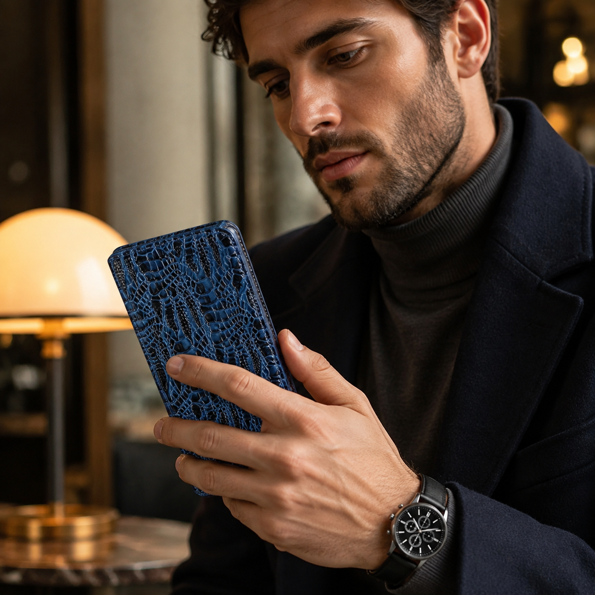 Premium iPhone Case Genuine Leather Flip Cover Crocodile Texture Wallet Card Holder Full Protection Anti Slip Shockproof Protective Case Secure Grip