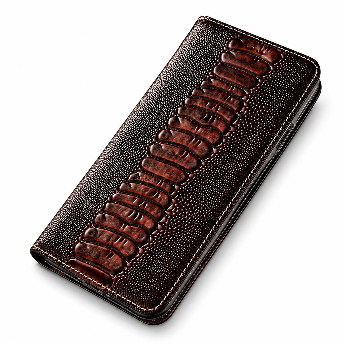 Premium iPhone Case Genuine Leather Flip Wallet Cover Card Slots Magnetic Closure Shockproof Full Protection Slim Elegant Kickstand Design