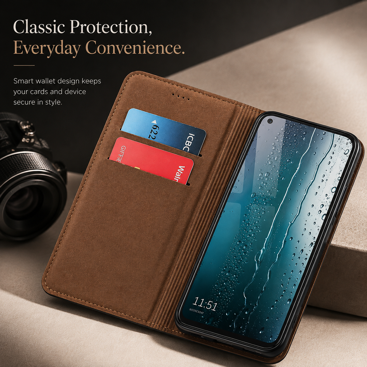 Premium iPhone Case Genuine Leather Wallet Card Holder Magnetic Closure Kickstand Shockproof Protective Cover Anti Scratch Non Slip Full Coverage