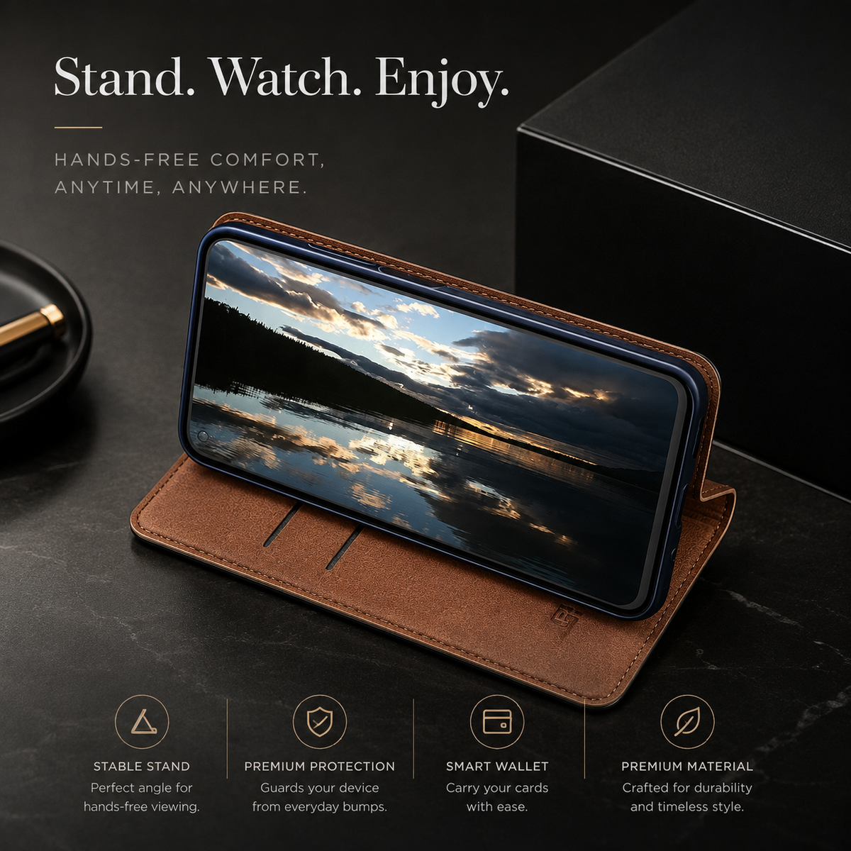 Premium iPhone Case Genuine Leather Wallet Card Holder Magnetic Closure Kickstand Shockproof Protective Cover Anti Scratch Non Slip Full Coverage