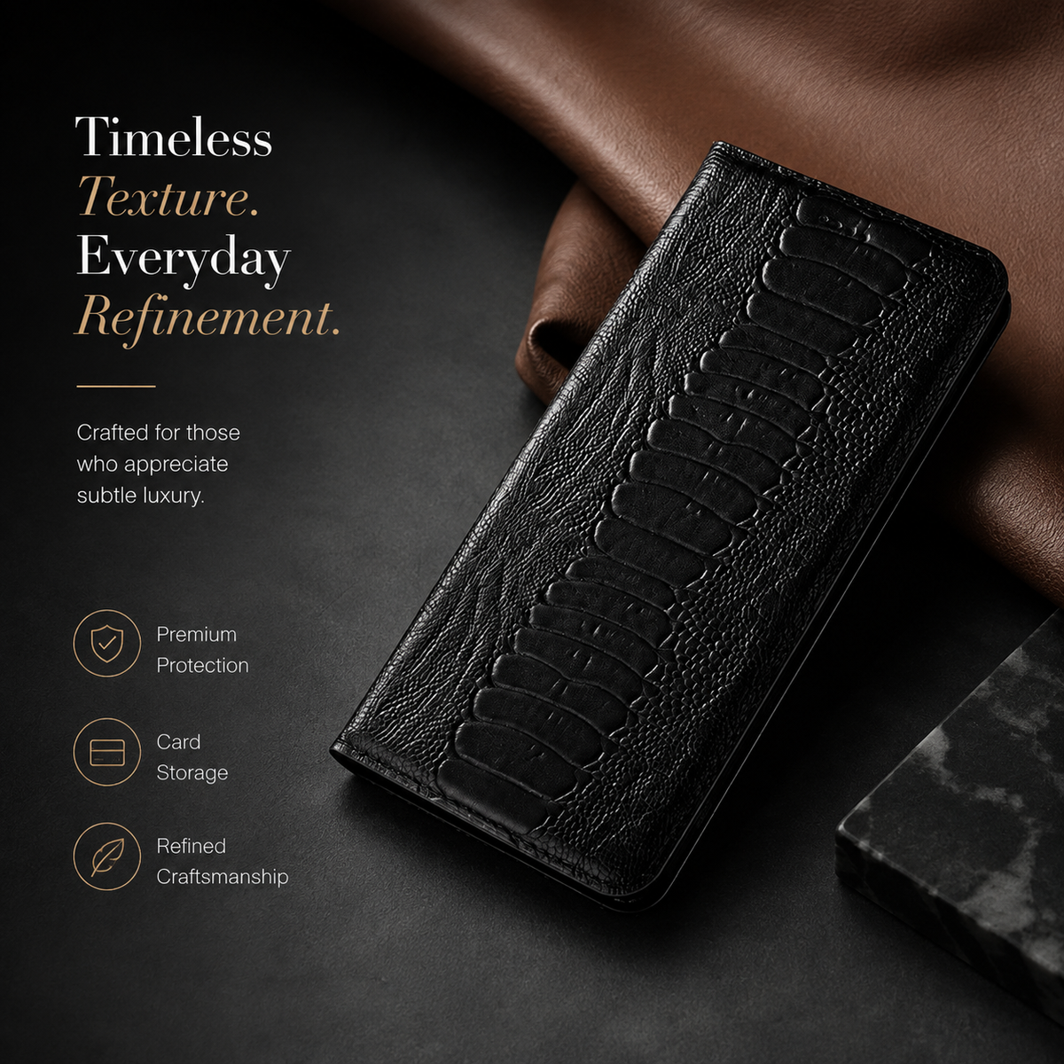 Premium iPhone Case Genuine Leather Wallet Card Holder Magnetic Closure Kickstand Shockproof Protective Cover Anti Scratch Non Slip Full Coverage
