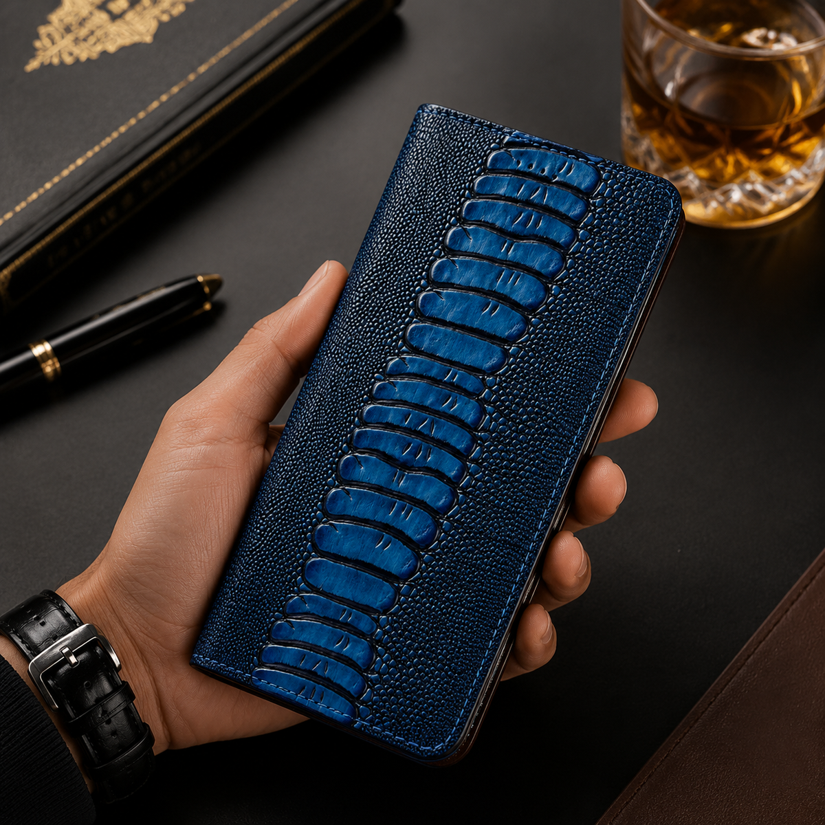 Premium iPhone Case Genuine Leather Wallet Card Holder Magnetic Closure Kickstand Shockproof Protective Cover Anti Scratch Non Slip Full Coverage