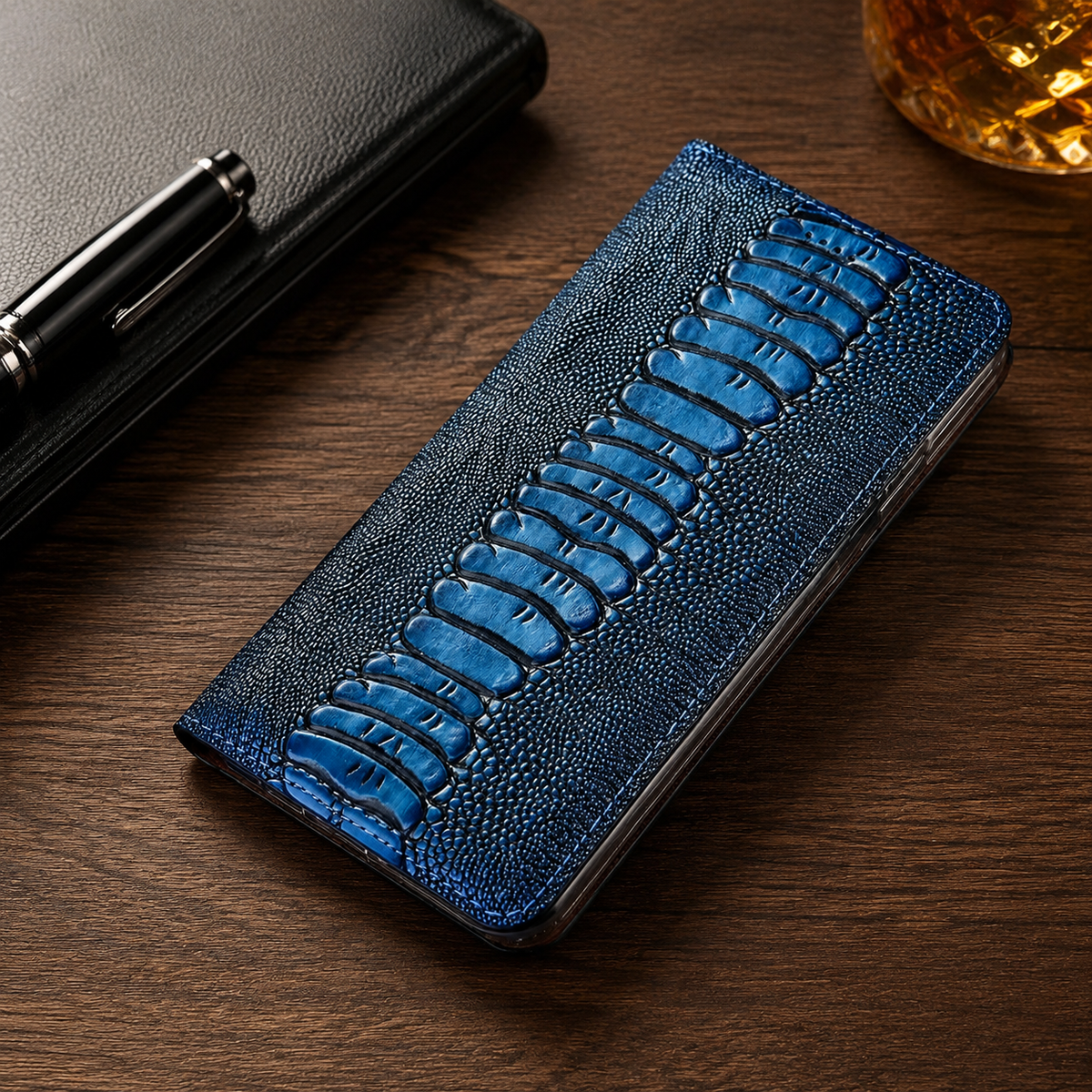 Premium iPhone Case Genuine Leather Wallet Card Holder Magnetic Closure Kickstand Shockproof Protective Cover Anti Scratch Non Slip Full Coverage