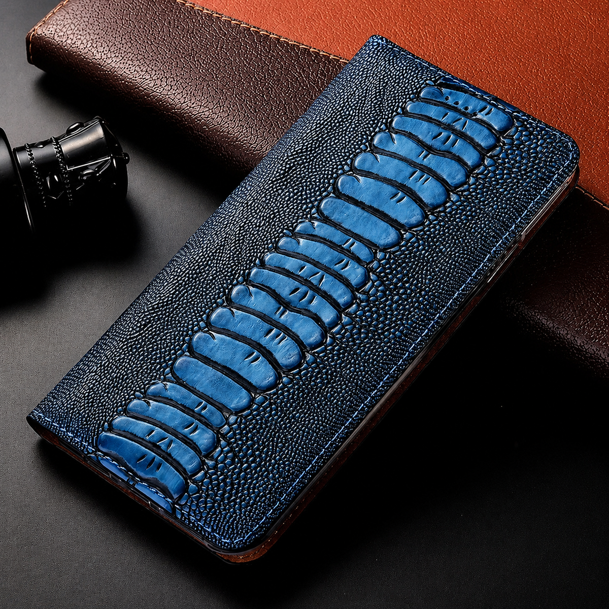 Premium iPhone Case Genuine Leather Wallet Card Holder Magnetic Closure Kickstand Shockproof Protective Cover Anti Scratch Non Slip Full Coverage