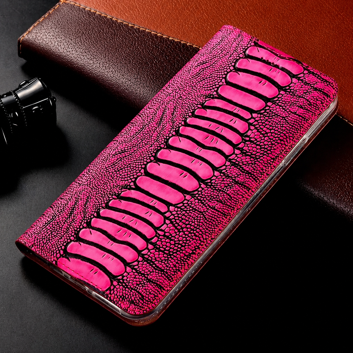 Premium iPhone Case Genuine Leather Wallet Card Holder Magnetic Closure Kickstand Shockproof Protective Cover Anti Scratch Non Slip Full Coverage