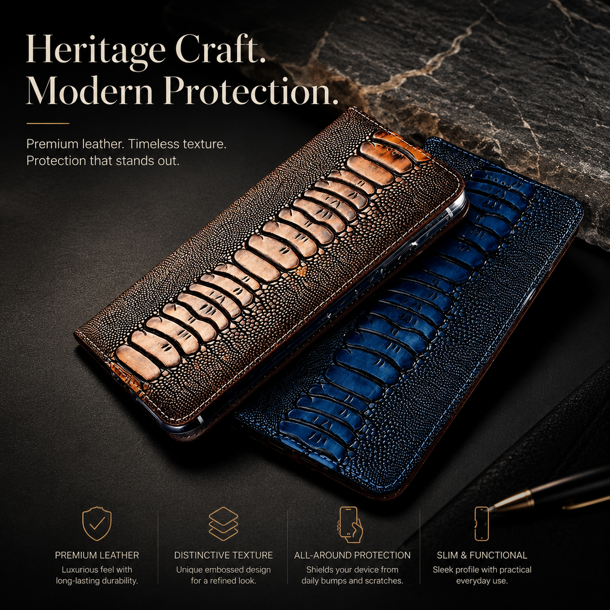 Premium iPhone Case Genuine Leather Wallet Card Holder Magnetic Closure Kickstand Shockproof Protective Cover Anti Scratch Non Slip Full Coverage