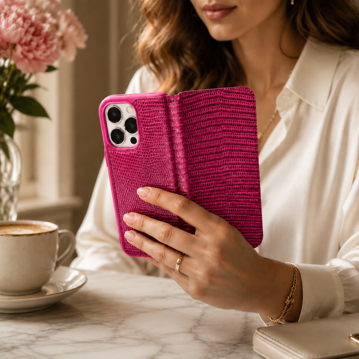 Premium iPhone Case Genuine Leather Wallet Flip Cover Card Holder Slim Shockproof Protective Cover Anti Scratch Lightweight Full Protection