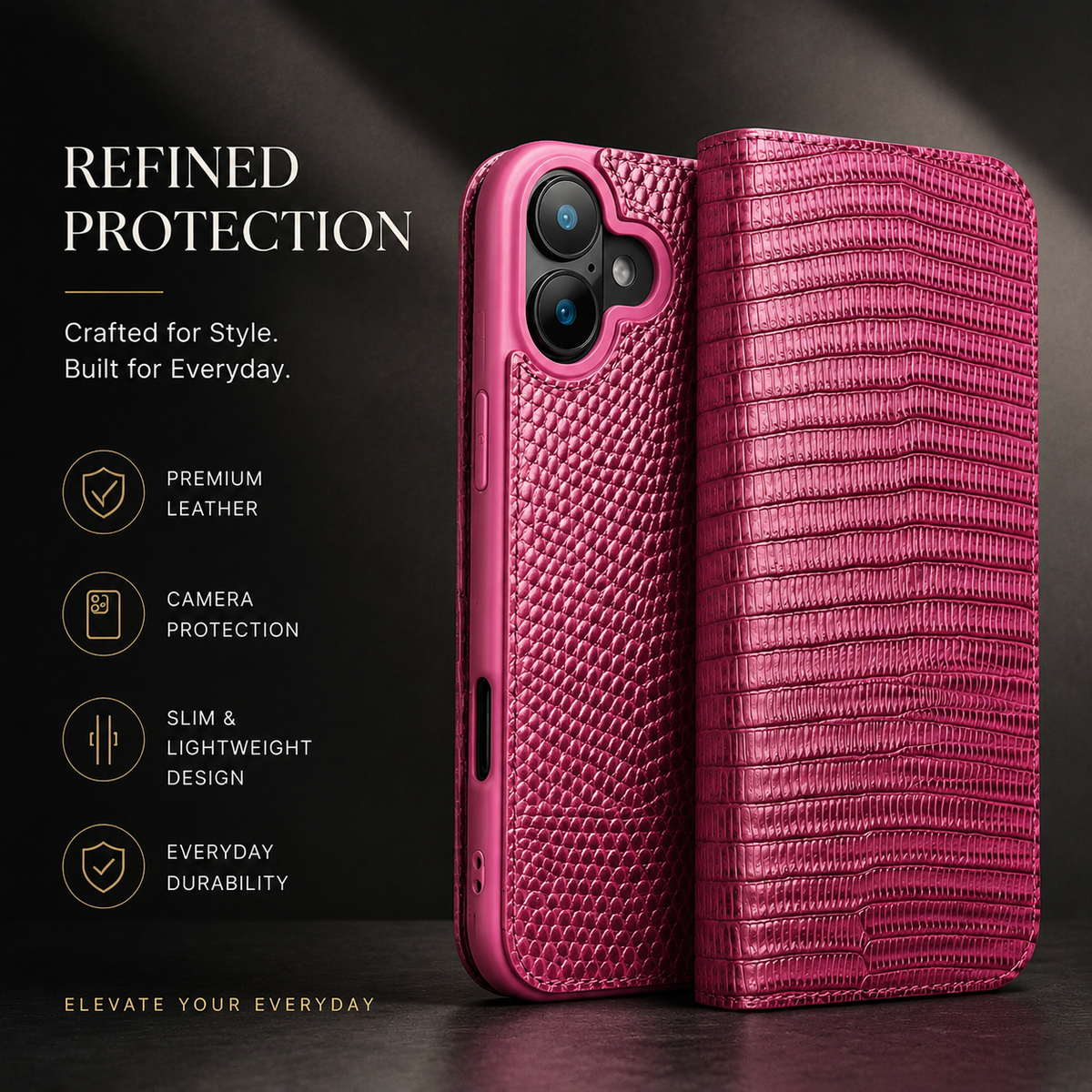 Premium iPhone Case Genuine Leather Wallet Flip Cover Card Holder Slim Shockproof Protective Cover Anti Scratch Lightweight Full Protection