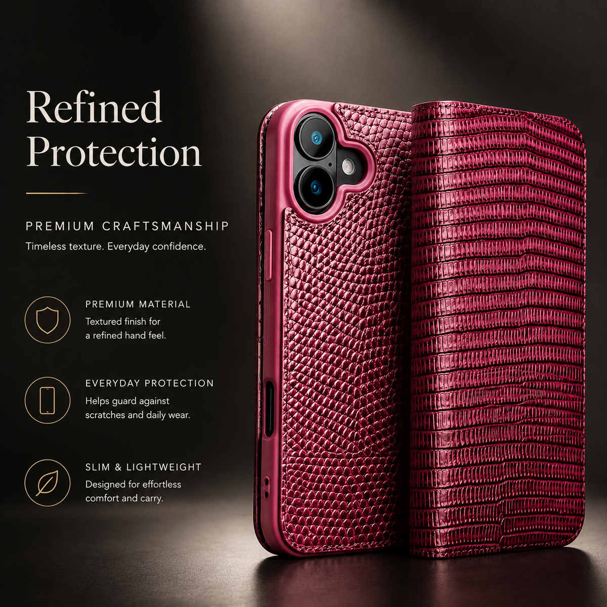 Premium iPhone Case Genuine Leather Wallet Flip Cover Card Holder Slim Shockproof Protective Cover Anti Scratch Lightweight Full Protection