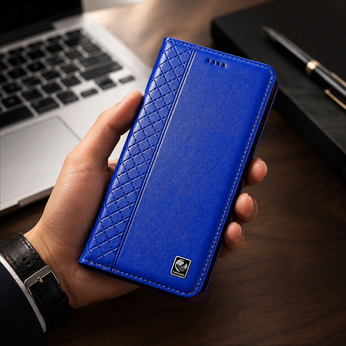 Premium iPhone Case Genuine Nappa Leather Wallet Flip Cover Card Holder Magnetic Closure Shockproof Protection Full Body Slim Business Design