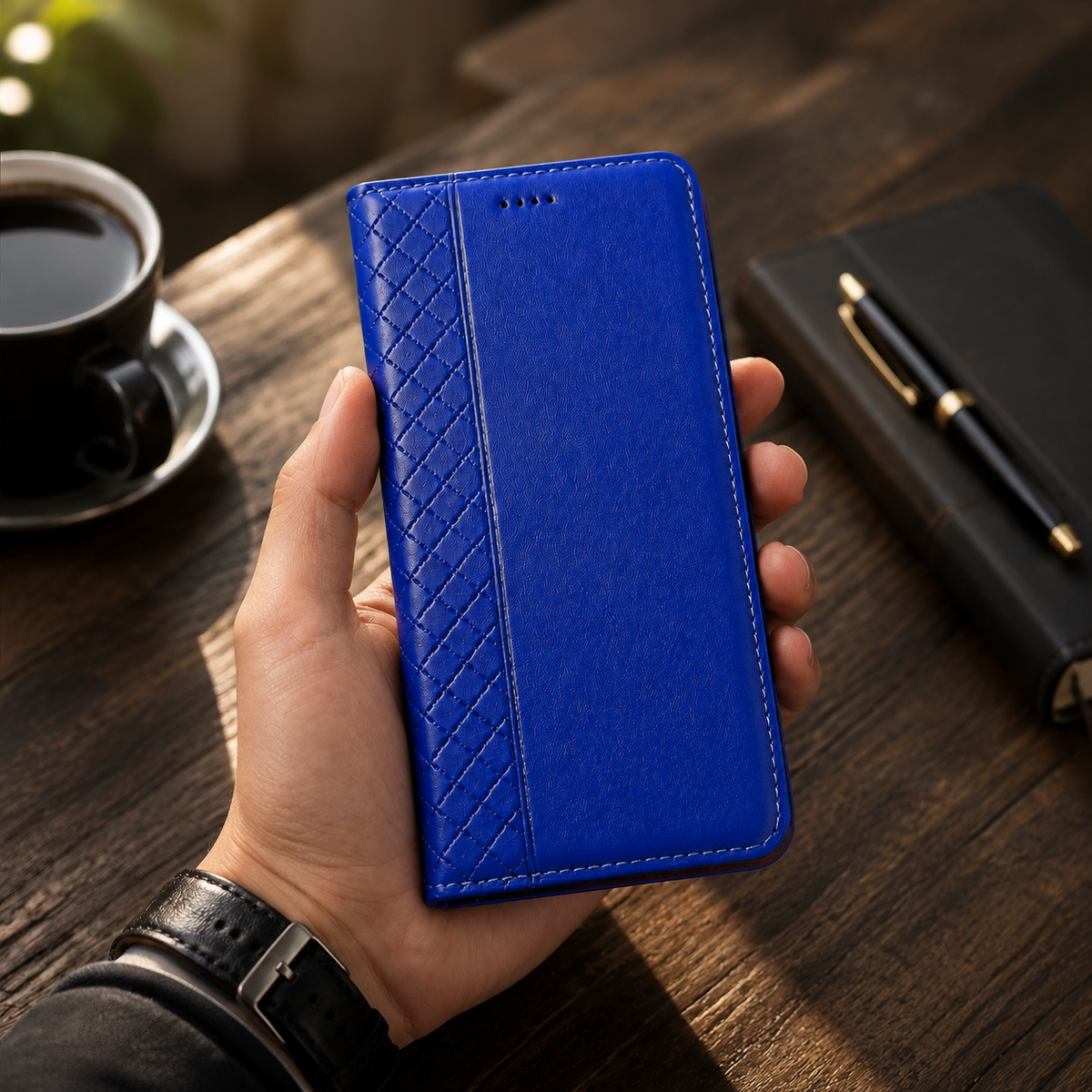Premium iPhone Case Genuine Nappa Leather Wallet Flip Cover Card Holder Magnetic Closure Shockproof Protection Full Body Slim Business Design