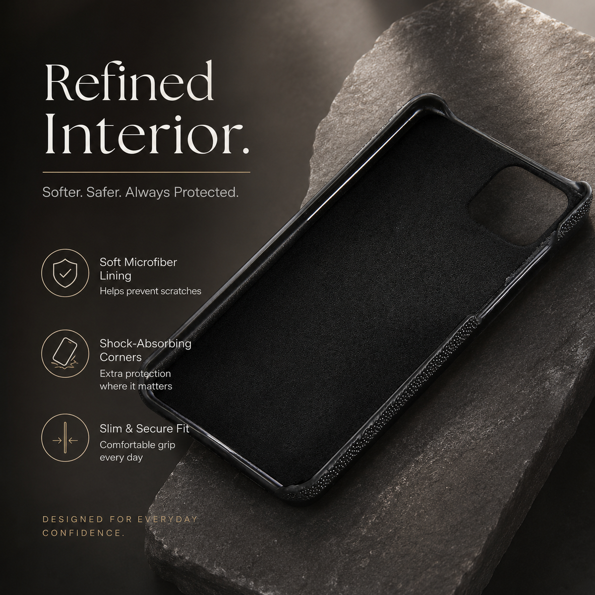 Premium iPhone Case Genuine Stingray Leather Shockproof Protective Cover Anti Fingerprint Anti Scratch Dustproof Non Slip Slim Lightweight Handmade