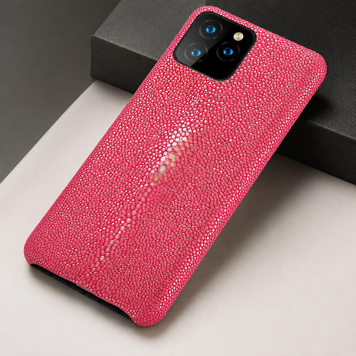 Premium iPhone Case Genuine Stingray Leather Shockproof Protective Cover Anti Fingerprint Anti Scratch Dustproof Non Slip Slim Lightweight Handmade